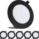 Leisure LED 5 Pack RV Boat Recessed Ceiling Light 480 Lumen Super Slim LED Panel Light DC 12V 4.75" 6W Full Aluminum Downlights, Black (LED Recessed 4.75 CW)