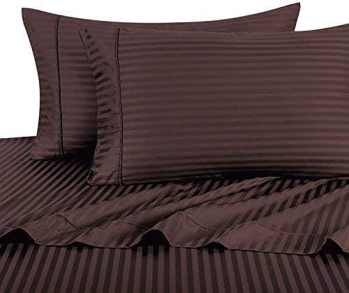 Luxurious Pillow Cases Envelope Closure 800 Thread Count - 100% Egyptian Cotton 2 Piece Pillow Case Chocolate Stripe Color Standard Size (20 x 26)