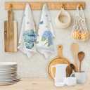 2 Pcs Blue Floral Butterfly Print Dish Towel Set, Absorbent Decorative Waffle Weave Bath Towel Kitchen Dish Guest Towels, Gift for Women Friend Coworker Sister Christmas Birthday Housewarming