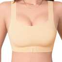 Derisaly Womens Seamless Bra Wireless Pullover Push Up Bras Front Closure Supportive Vest Bralette Full Coverage Tshirt Bra (Skin, S) (S)