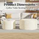 Round Nesting Coffee Table Set of 2,Upholstered Foam Ottoman Footrest Side Table Set,Modern Flannel Circle Coffee Table No Assembly for Living Room Entryway Bedroom,Beige