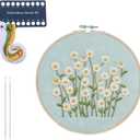 Zelphvt Embroidery Kits for Beginners Daisy Flower Beginner Cross Stitch Kits Embroidery Kit Flowers DIY Needlepoint with Floral Pattern Including Hoop Threads and Instruction
