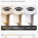 LEDIARY 22in Enclosed Ceiling Fans with Lights and Remote, Black Modern Bladeless Ceiling Fan with Bright Light, Led Flush Mount Ceiling Fan for Bedroom, Living Room, Kid Room(6 Speeds, 3000-6000K)