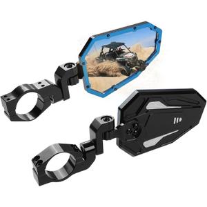 KEMIMOTO UTV Aluminum Side Mirror Fits 1.75"-2" Roll Bars with Windshield Blue Compatible with Polaris RZR Can Am Commander YXZ Viking Wolverine Kawasaki Mule Teryx KRX Pioneer Massimo Axis