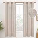 YoungsTex Natural Linen Curtains 63 Inches Long for Living Room, Beige Light Filtering Drapes Semi Sheer Textured with Bronze Grommet Privacy for Bedroom, 2 Panels, 42 X 63 Inch