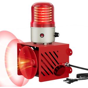 Joinfworld AC110V 120dB Siren Alarm Strobe Light Plug-in Manual Security Alarm Adjustable Volume Outdoor Waterproof Emergency Strobe Warning Light for Warehouse, Construction Site, Crane