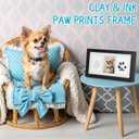 Seencool Paw Print Frame Kit, Dog Paw Print Kit with No Toxic Clay & No Mess Ink Pad, Pet Paw Print Impression Kit with Customization Tool, Wooden Pet Memorial Frame,DIY Dog Lover Gifts