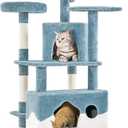 Yaheetech Cat Tree, 72.5inch Ocean-Themed Cat Tower, Multi-Level Large Cat Tree for Indoor Cats with Shark's Mouth Bed & 2 Big Condos & 2 Wide Perches & Funny Toys, Blue & White