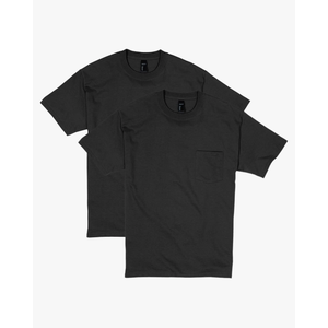 Hanes Men's Heavyweight Pocket T-Shirt, Beefy-T Full-Cut Cotton Pocket Tee for Men, Crewneck T-Shirt For Men,  2 Pack Black XL
