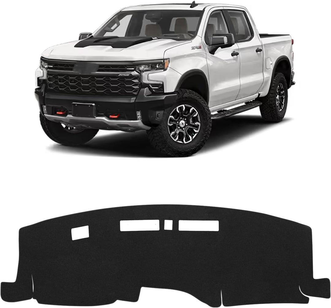 KUST Black Dash Cover for Chevy Chevrolet Silverado/GMC Sierra 1500 2022 2023 2024 2025 & Silverado/Sierra 2500HD 3500HD 2024 2025 (Not for Denali Version) (Only fits 13.4-inch Touch Screen)