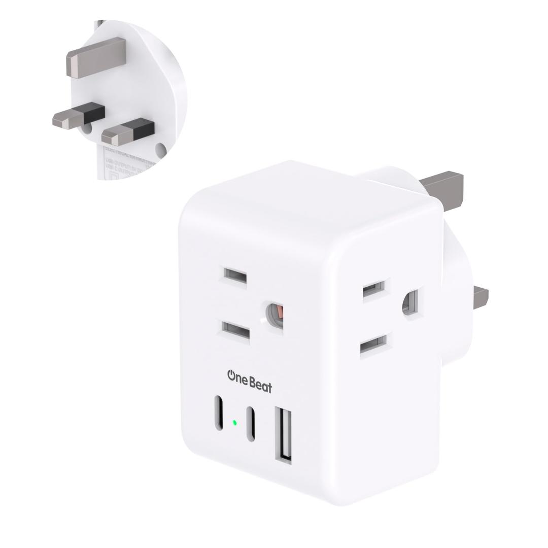 US to UK Ireland Travel Plug Adapter, Type G Power Plug Adapter with 3 Outlets 3 USB Ports(2 USB C), European Travel Plug Adapter for USA to England London Scotland British Qatar Irish Hongkong