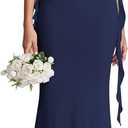 KUTUMAI Elegant Long Formal Wedding Guest Dresses for Women 2026 Ruffle Bodycon Cocktail Party Maxi Dress (Black, L)