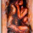 MAMAGO Large Colorful Naked Wall Art Sexy Couple Canvas Print Painting Male and Female Nude Abstract Aesthetic for Living Room Bedroom Hotel Bar Wall Decor Framed Easy to Hang-28 x 44 inch (Style_10)