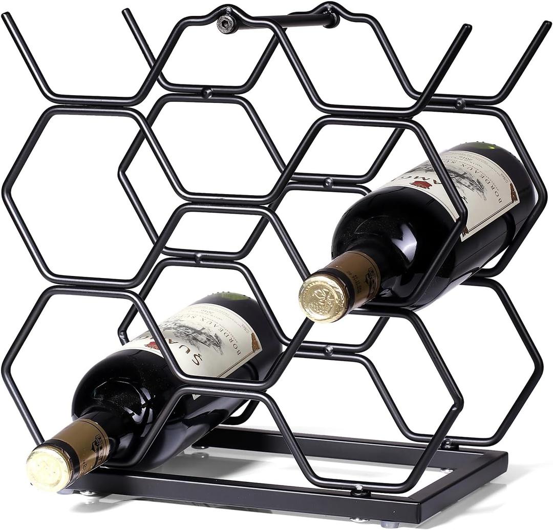 Small Wine Racks Countertop (8 Bottle Capacity),Metal Wine Bottle Holder Modern Black for Home Kitchen Bar,Tabletop Wine Rack for Cabinet, Pantry, Wine Bottle Storage