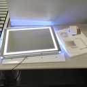 Hansong Large Vanity Mirror Makeup with Lights, Hollywood Lighted Mirror with 3 Color Lighting Modes for Tabletop Mirror and Wall Mounted, 15pcs Dimmable Bulbs, USB Outlet and Smart Touch Control (White-4658)