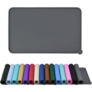 Waterproof Pet Feeding Mat with High Raised Edges, Heavier and Thicker Placemats for Cat Dog Water Bowl with BPA Free, Dogs Cats Food Mats for Messy Drinkers to Prevent Spill and Protect Floors (32" x 24", Grey)