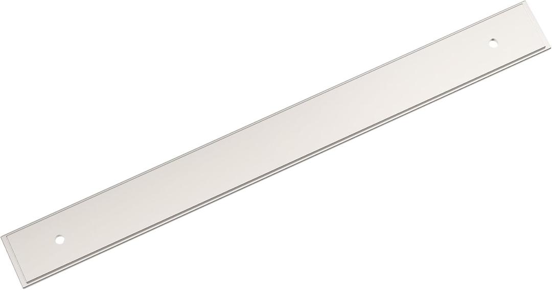 Amerock Maymont 8-13/16" Polished Nickel Backplate | Decorative zinc cabinet hardware backplate designed to complement knobs and pulls while protecting cabinet surfaces