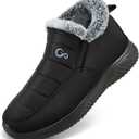 Ablanczoom Winter Snow Boots for Women: Comfortable Warm Fur Lined Slip On Waterproof Outdoor Ankle Booties (Black)