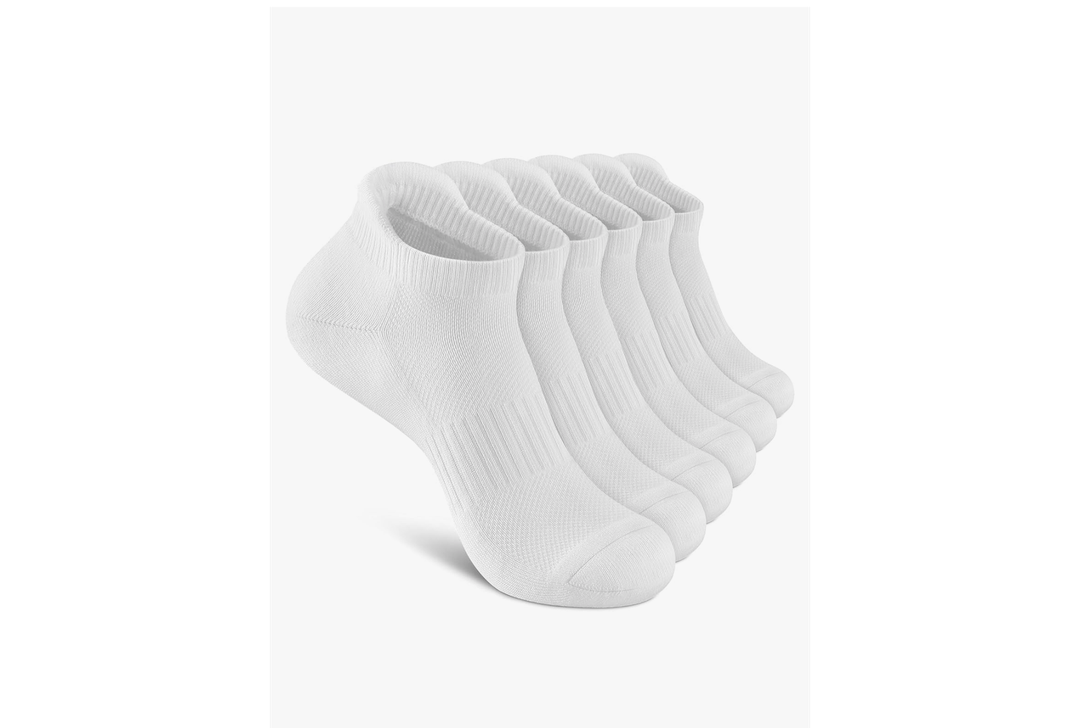 Happicomfy No Show Socks for Women & Men, NonSlip Low Cut, MoistureWicking, Invisible Athletic Cotton Socks 6 Pairs (US, Numeric, 10.5, 13, Regular, Regular, Plain White)