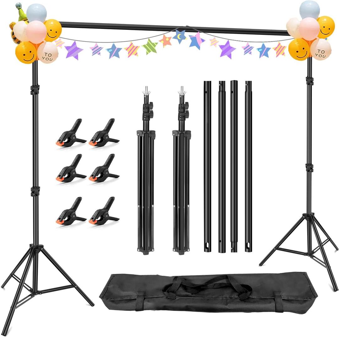 Hemmotop Photo Backdrop Stand, 10x6.5 ft Banner Stand, Adjustable Background Stand Support Kit for Parties, Photoshoot, Photography, Projector Screen, Movie Screen, Wedding, Events Decoration, Balloon (10x6.5 ft)