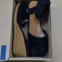 DREAM PAIRS Women's Elastic Ankle Strap Espadrilles Wedge Sandals (7, Navy)