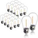 48-Pack S14 Outdoor String Light Bulbs for Patio Lights, 2200K, 1W | Plastic outdoor indoor S14 string bulbs for decoration, 11W Equivalent, 120V, E26 base warm white edison bulbs waterproof