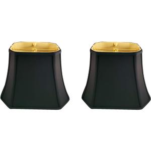 Royal Designs, Inc. BSO-710-12BLK/GL-2 Rectangle Cut Corner Basic Lamp Shade, (5x6.5) x (8x12) x 10, Black with Gold, 2-Pack