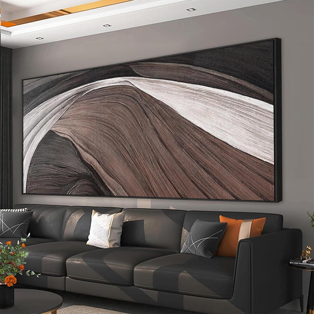 Large Abstract Wall Art For Living Room Black And White Canvas Art Wall Decor Painting Brown Maximalist Artwork Picture For Bedroom Dinning Room Modern Home Wall Decor 29 X 58 In With Framed Large Abstract Wall Art For Living Room Black And White Canvas Art Wall Decor Painting Brown Maximalist Artwork Picture For Bedroom Dinning Room Modern Home Wall Decor 29 X 58 In With Framed