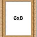 2 Pcs 6x8 Frame Gold Ornate Vintage Antique Picture Frame Solid Wood | 1.25 Inch Moulding Width | with UV Acrylic Plexiglass, Foam Board Backing & Hanging Hardware Included