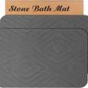 2 Pack Stone Bath Mat, Diatomaceous Earth Shower Mat, Non-Slip Super Absorbent Quick Drying Bathroom Kitchen Floor Mat, 24x15, Grey