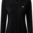 MoFiz Women's Full Zip Hiking Shirt Lightweight UPF 50+ Sun Protection Running Jacket Long Sleeve Sports Outdoor Top Pocket (Black, XXL)