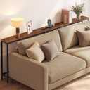 VASAGLE 78.8" Console Table, Narrow Behind Couch Table with Outlet | Sofa Tables with 2 Hooks, for Entryway, Living Room, Easy Assembly, Rustic Brown and Ink Black, BARNET Collection ULNT077K101