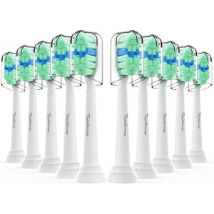 Toptheway Plaque Control Toothbrush Replacement Heads Compatible with Philips Sonicare Replacement Heads, 4100 5100 5300 and Most Click-on Electric Toothbrushes, 10 Pack