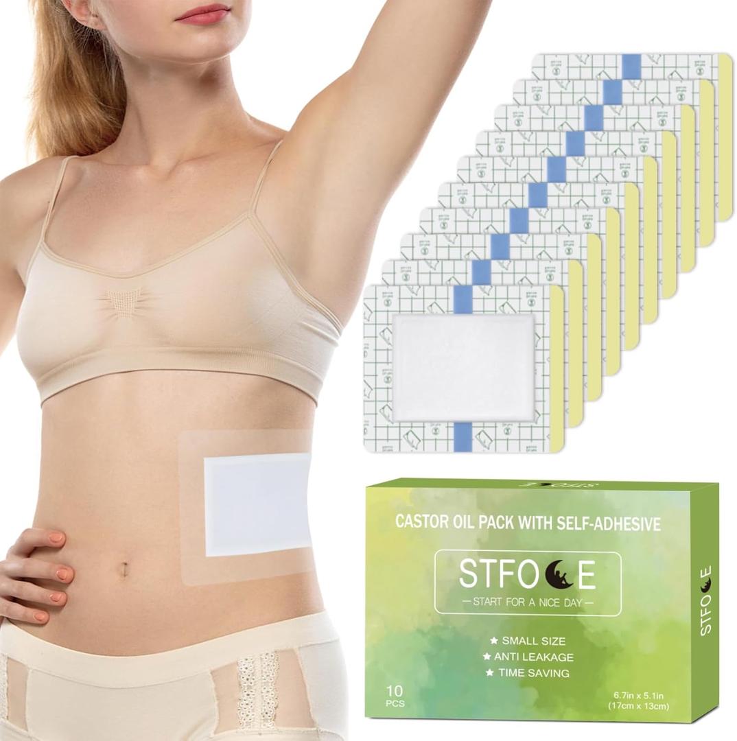 3 x 10pcs Castor Oil Pack Wrap, Transparent Film Castor Oil Pack, No Irritation, Self-Adhesive, No Leakage, Portable, for Home and Travel (1 Count (Pack of 10))