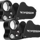VIVOSUN 2-Pack 30X 60X Illuminated Jewelers Loupe Foldable Magnifier with LED Light for Jewelry Gems Watches Coins Stamps Antiques Black