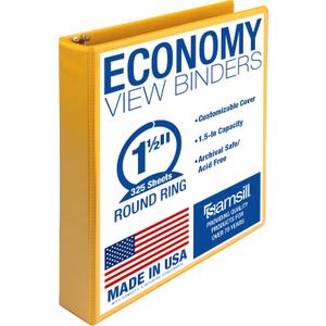 Samsill Economy 3 Ring Binder Organizer, 1.5 Inch Round Ring Binder, Customizable Clear View Cover, Yellow Binder