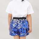 Girls Shorts Flip Sequin Sparkle Short Pants Kids Birthday Party Shorts Summer Dance Concert Halloween Clothes (L)