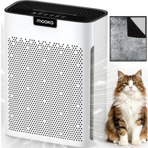 Air Purifiers for Home Large Room 2200 Ft with Washable Filters, MOOKA H13 HEPA Air Purifier for Home Pets Bedroom with Fragrance, Air Cleaner for Smoke Dust Pollen Pets Hair Odor, KJ190 White