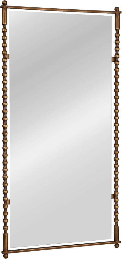 Creative Co-Op Cast Metal Framed Tall Wall Mirror, Antique Brass Finish