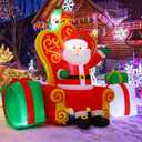 COMIN 7 FT Christmas Decorations Outdoor Inflatables Santas Elf Gift Box Blowups with Built-in LEDs for Yard Party Garden Lawn Decor