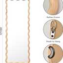 18"x48" Solid Wood Floor Mirror Rectangle Scalloped Full Length Mirror Long Full Body Mirror Hanging Horizontal/Vertical for Bathroom Bedroom Living Room Entryway Nature