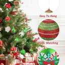 12 Pcs 3.15 Inch Christmas Ball Ornaments, Christmas Tree Decorations Set, Glittering Plastic Hanging Decoration, Elf Balls Swirl Candy Cane Peppermint for Grinchs Christmas Decorations