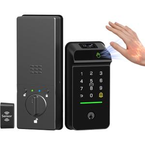 Anweller MD3 Palm Vein Smart Deadbolt Lock, Keyless Entry Door Lock for Front Door, Built-in WiFi, 10000mAh Battery, Display Screen, Auto Lock Sensor, Code Keypad, RFID Card, App Remote Control