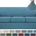 Turquoize 4 Piece Sofa Covers for 3 Cushion Couch Sofa Slipcover Soft Couch Cover for Dogs-Washable Sofa Furniture Covers with 3 Individual Cushion Covers, Jacquard Fabric (3 Cushion Sofa, Storm Blue)