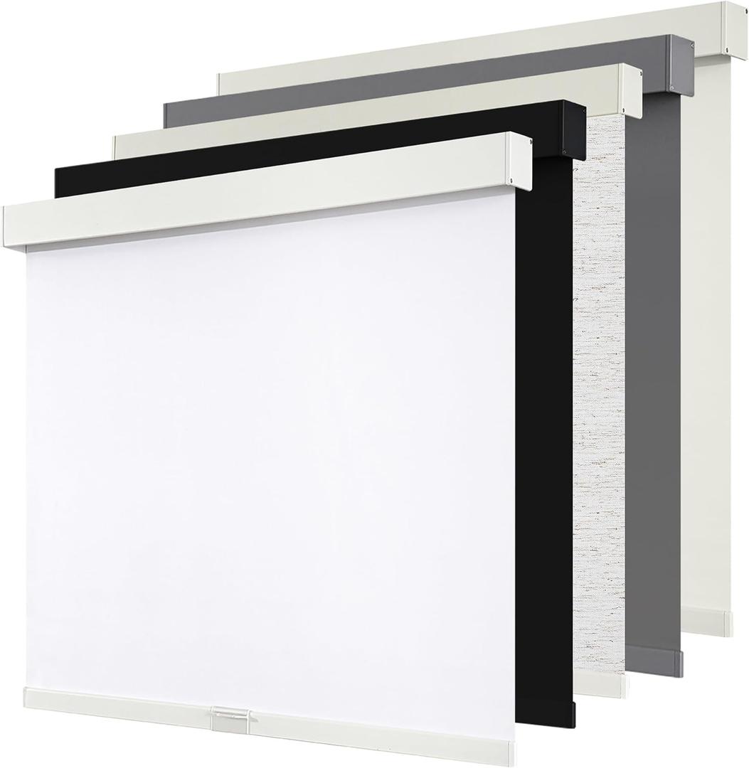 Cordless Blackout Roller Shades Blinds for Windows Free-Stop,Pull Down Room Darkening with Valance,Thermal Insulated Woven Fabric Window Door Blinds for Home,Office,White 40" W x 72" L