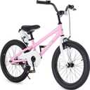 RoyalBaby Freestyle Kids Bike Girls 18 Inch BMX Childrens Bicycle with Kickstand for Ages 5-8 Years, Pink