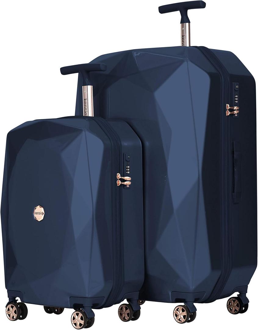 kensie Women's Gemstone Luggage, Midnight Blue, 2 Piece Set (28"/20")