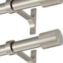 2 Pack Curtain Rods 36-72", Adjustable 1-Inch Thicken Window Treatment Rods, Telescoping Decorative Drapery Rods with Cap Finials, Brushed Nickel