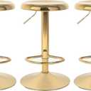 dModern Gold Bar Stools Adjustable Swivel Backless Counter Height Stools for Kitchen Island or Home Bar (3), Gold
