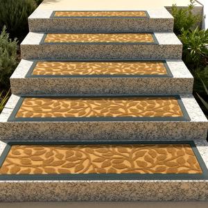 Stair Treads Outdoor for Wooden Steps, Non-Slip Rubber Brown Stair Runner Rugs, 2 Pcs 8.5" x 30" Heavy Duty Stair Mats for Outside Steps, Weatherproof Grip for Elders, Dogs & Kids, Yellow Leaves.